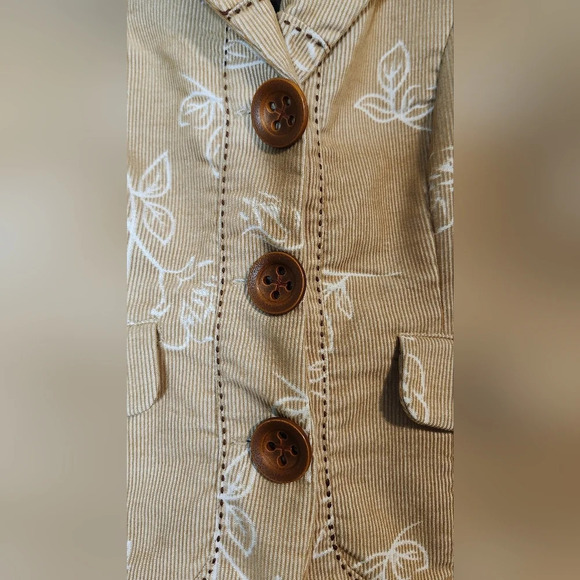 Nick & Mo Womens Corduroy Blazer Size M Tan Floral Maximalism Retro Artsy - Picture 7 of 8